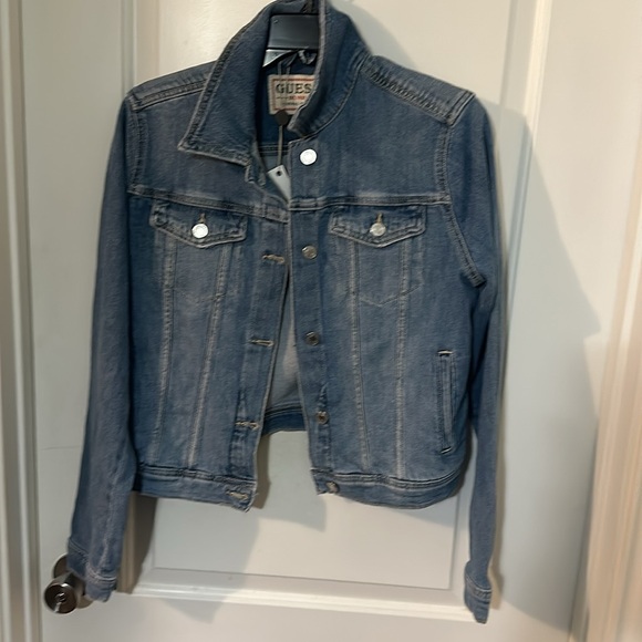 Guess Womens Doria Blue Denim Short Collared Denim Jacket Coat NWT Los Angeles - Picture 5 of 7